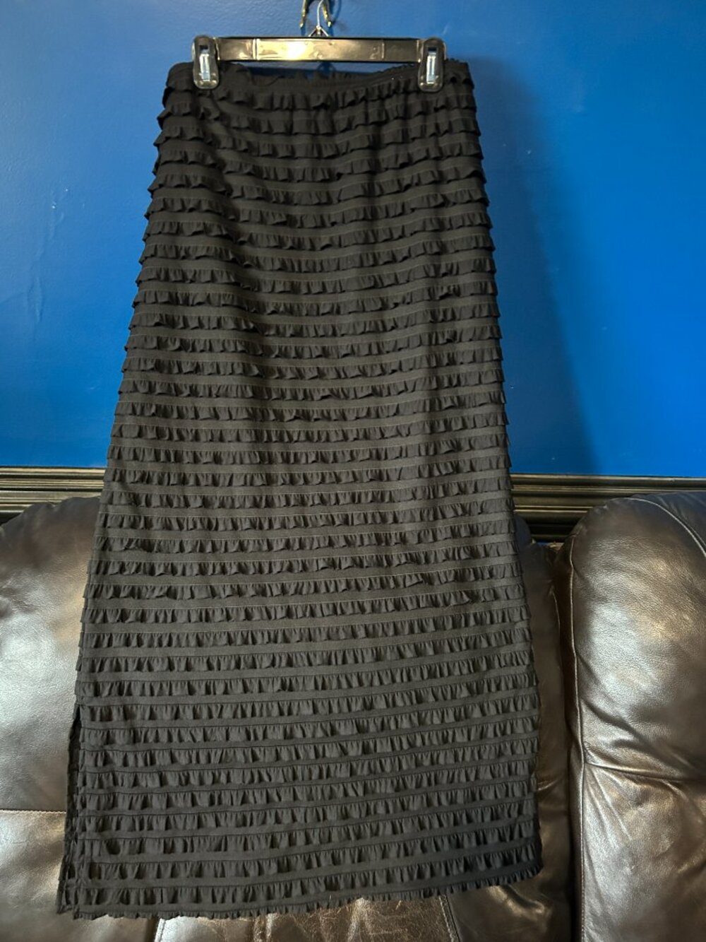 Long Ruffle Mesh Maxi Skirt Black XL Goth Gothic